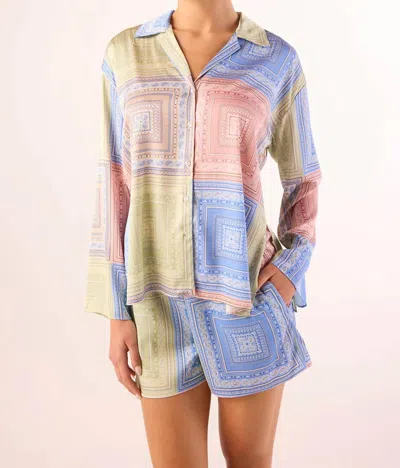 Misa Isme Long Sleeve Top In Pastel Tiles In Multi