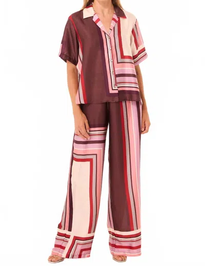 Misa Izzie Wide Leg Pant In Chocolate Geo Stripe In Green