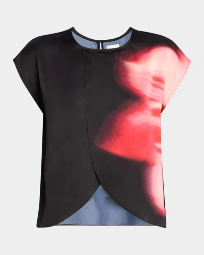 Misa Jessie Satin Top In Midnight Orchid