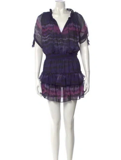 Pre-owned Misa Jewelry Tie-dye Print Mini Dress In Purple