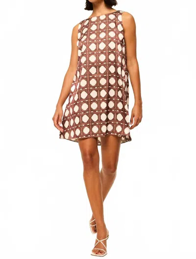 Misa Jonah Satin Mini Dress In Chocolate Rattan