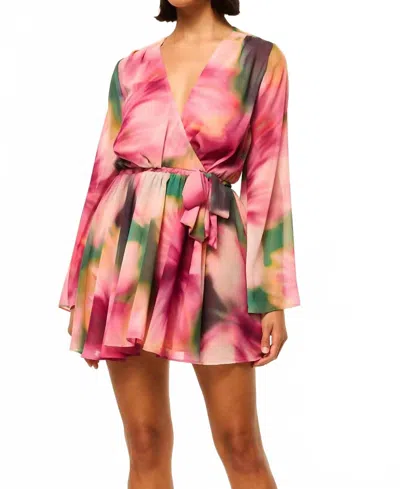 Misa Kaia Dress In Blurred Hibiscus In Multi