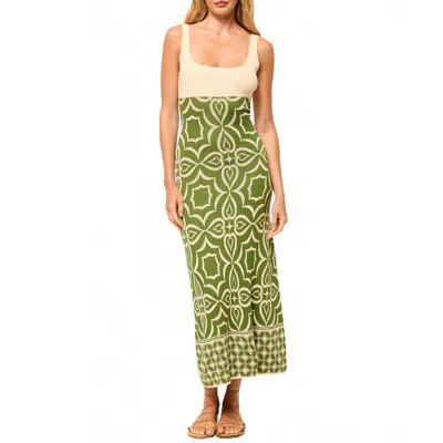 Misa Kalil Maxi Dress In Green Mosaic Tile