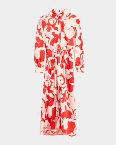 Misa Kasbah Floral Midi Shirtdress In Black