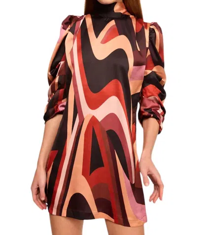 MISA KELLY DRESS IN CANYON STRIPE SATIN