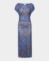 Misa Kiana Mesh Midi Dress In Blue