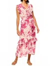 Misa Kidada Dress Flora Chiffon In Fuschia In Pink
