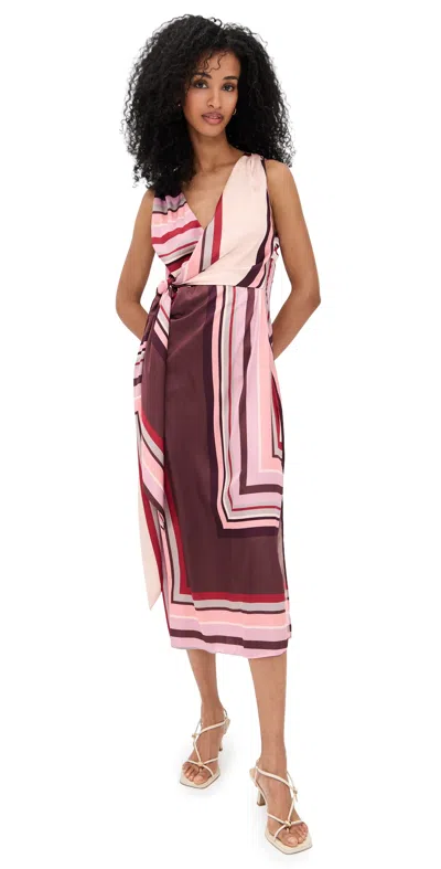Misa Kina Dress Chocolate Geo Stripe In Multi