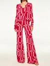 Misa Koa Flared Pant In Pink In Red