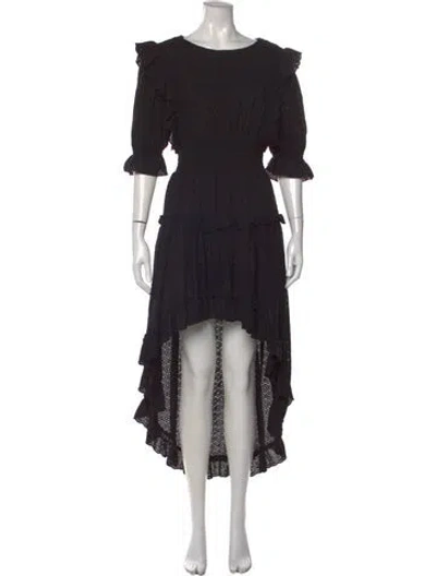 Pre-owned Misa Lace Pattern Long Dress In Black