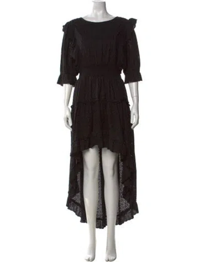 Pre-owned Misa Lace Pattern Long Dress In Black