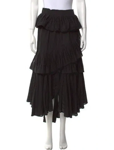 Pre-owned Misa Lace Pattern Long Skirt In Black