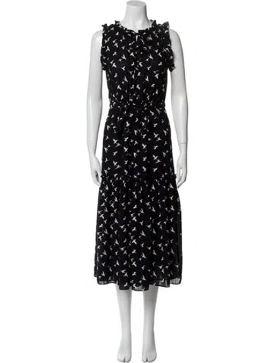 Pre-owned Misa Lace Pattern Midi Length Dress In Blue