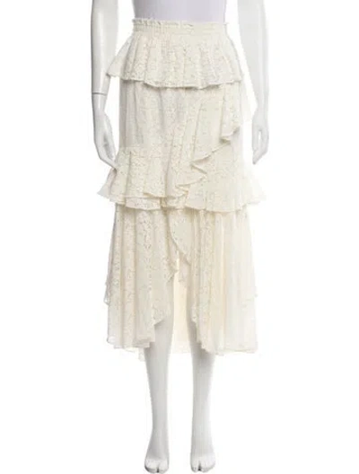 Pre-owned Misa Lace Pattern Midi Length Skirt In Neutral