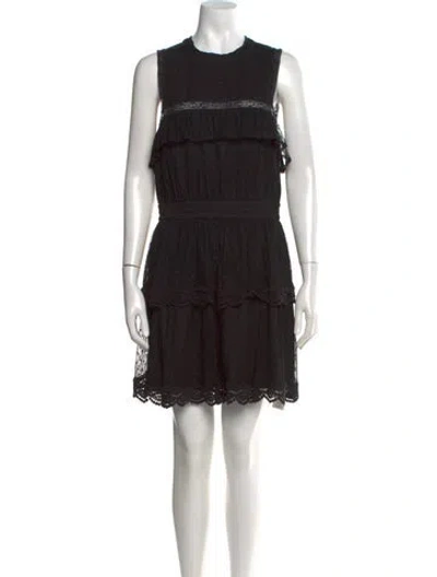 Pre-owned Misa Lace Pattern Mini Dress In Black