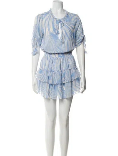 Pre-owned Misa Lace Pattern Mini Dress In Blue