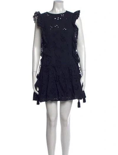 Pre-owned Misa Lace Pattern Mini Dress In Blue