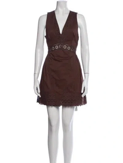 Pre-owned Misa Lace Pattern Mini Dress In Brown