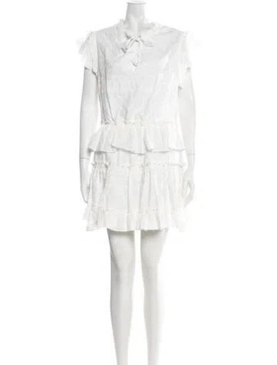 Pre-owned Misa Lace Pattern Mini Dress In Metallic/white