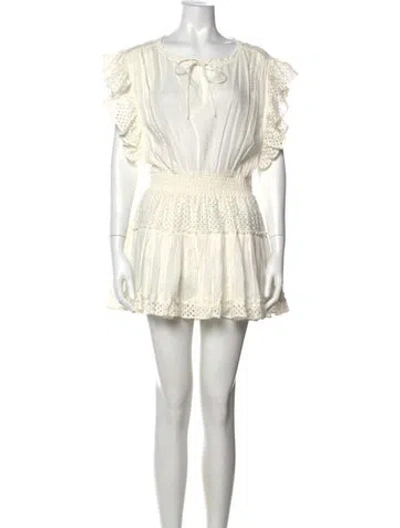 Pre-owned Misa Lace Pattern Mini Dress In Neutral