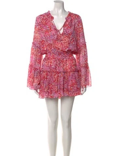 Pre-owned Misa Lace Pattern Mini Dress In Pink