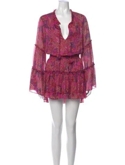 Pre-owned Misa Lace Pattern Mini Dress In Pink