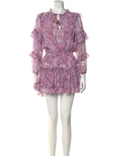 Pre-owned Misa Lace Pattern Mini Dress In Pink