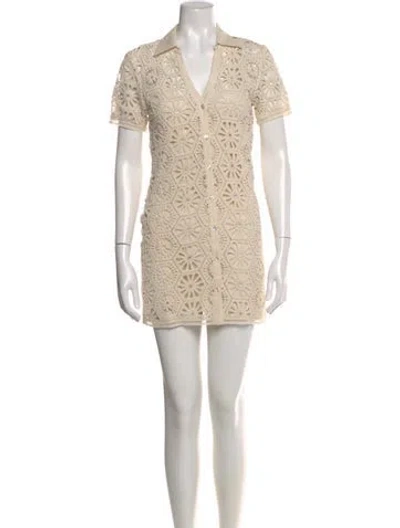 Pre-owned Misa Lace Pattern Mini Dress W/ Tags In Neutral