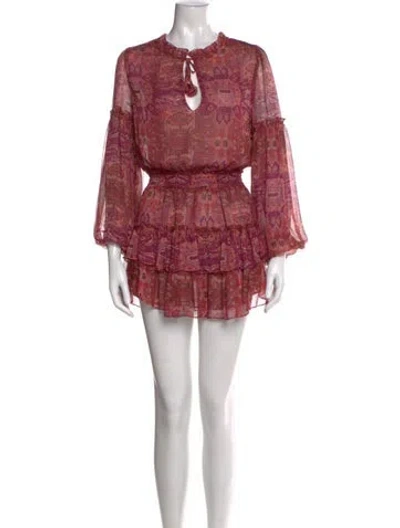 Pre-owned Misa Lace Pattern Mini Dress W/ Tags In Red
