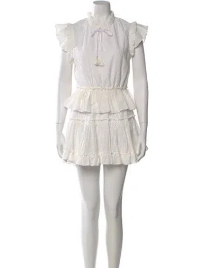 Pre-owned Misa Lace Pattern Mini Dress In White