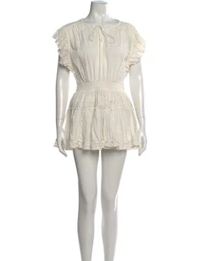 Pre-owned Misa Lace Pattern Mini Dress In White