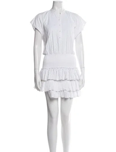 Pre-owned Misa Lace Pattern Mini Dress In White