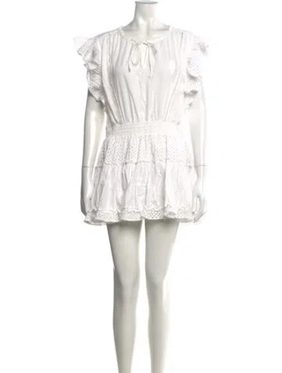 Pre-owned Misa Lace Pattern Mini Dress In White