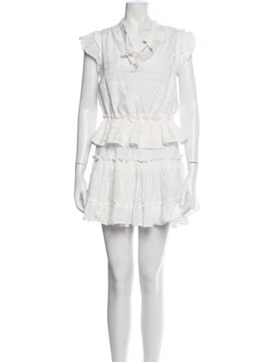 Pre-owned Misa Lace Pattern Mini Dress In White