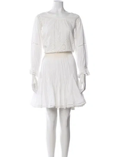 Pre-owned Misa Lace Pattern Mini Dress In White