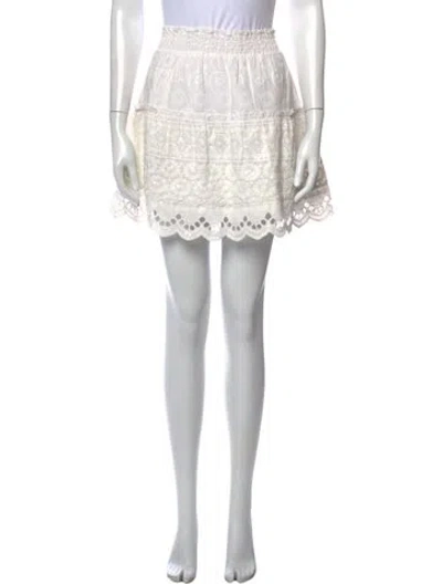 Pre-owned Misa Lace Pattern Mini Skirt In White