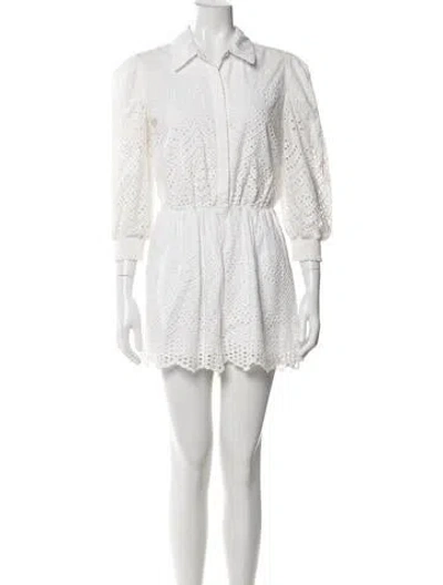 Pre-owned Misa Lace Pattern Romper In White