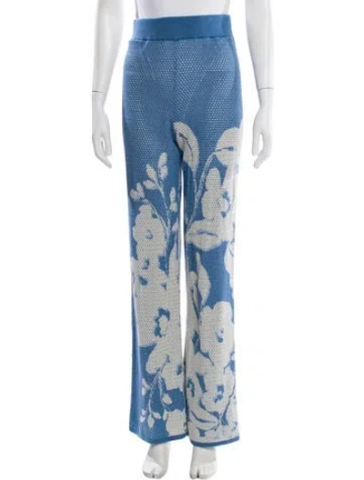 Pre-owned Misa Lace Pattern Wide Leg Pants In Blue