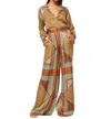 Misa Lemor Wide Leg Pants In Positano Scarf In Multi
