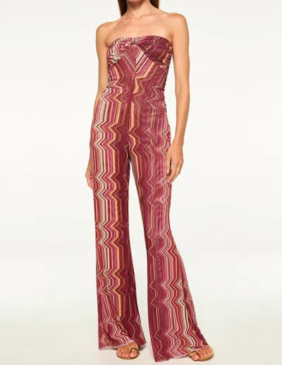 Misa Lilia Flared-leg Jumpsuit In Red Clay In Burgundy