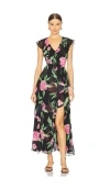 Misa Lilith Ruffled Maxi Dress In Pink Peony