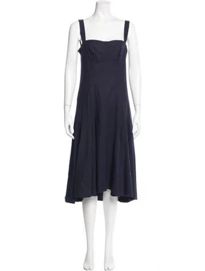 Pre-owned Misa Linen Midi Length Dress In Blue