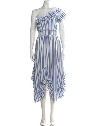 Pre-owned Misa Linen Midi Length Dress In Blue