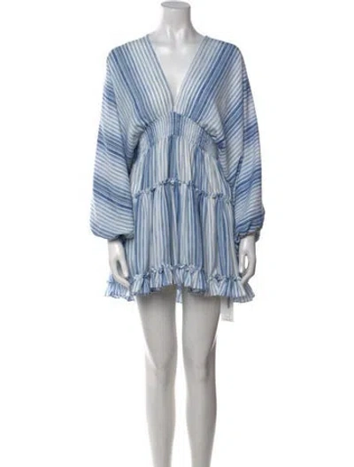 Pre-owned Misa Linen Mini Dress In Blue