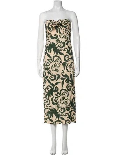 Pre-owned Misa Linen Mini Dress In Green/neutrals
