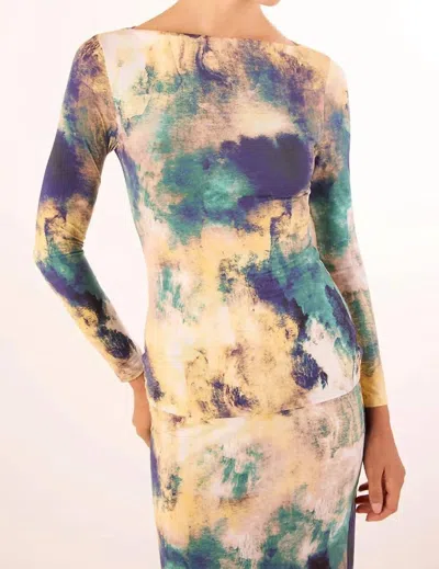 Misa Lira Long Sleeve Top In Abstract Expression In Multi