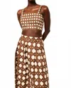 Misa Lois Smocked Crop Top In Choco Rattan Pop Mix In Brown