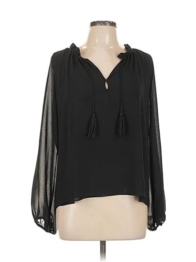 Pre-owned Misa Long Sleeve Blouse In Black