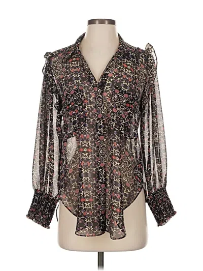 Pre-owned Misa Long Sleeve Blouse In Black