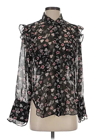 Pre-owned Misa Long Sleeve Blouse In Black